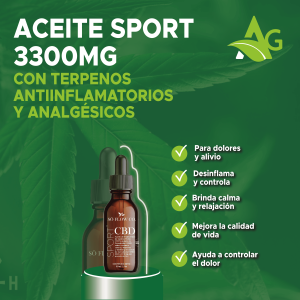 CBD en Aceite "Sport" de 3300mg 30ml Aislado con antiinflamatorios y analgescios naturales