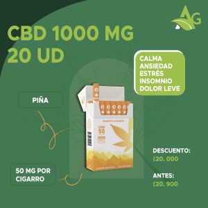 Mountain Smokes Cigarillos de CBD 1000mg 20 unidades Piña